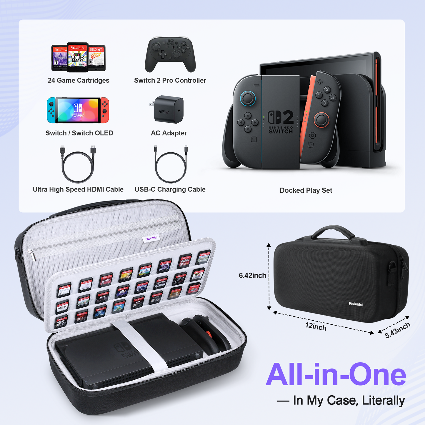 Packmini All-in-One Carrying Case for Nintendo Switch 2